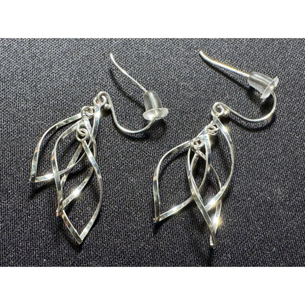 Sterling Teardrop Dangle Spiral French Wire Hook Earrings